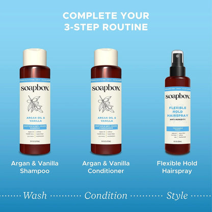 Soapbox Non-Aerosol Hairspray – Flexible Hold, Anti-Frizz, with B5 & Aloe Vera, 8 oz
