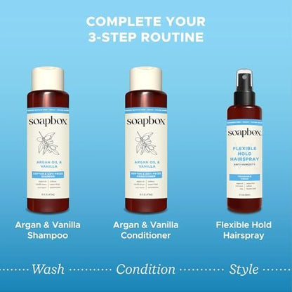 Soapbox Non-Aerosol Hairspray – Flexible Hold, Anti-Frizz, with B5 & Aloe Vera, 8 oz
