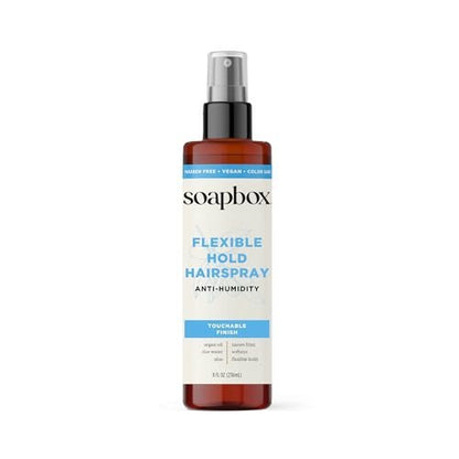 Soapbox Non-Aerosol Hairspray – Flexible Hold, Anti-Frizz, with B5 & Aloe Vera, 8 oz