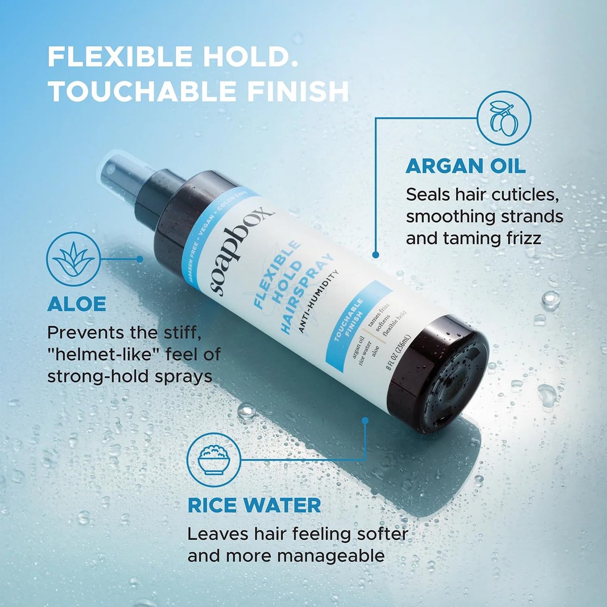 Soapbox Non-Aerosol Hairspray – Flexible Hold, Anti-Frizz, with B5 & Aloe Vera, 8 oz - görsel 3
