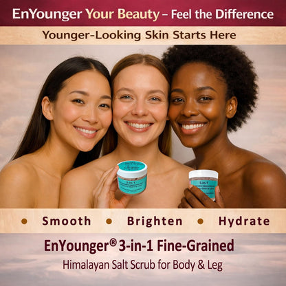EnYounger™ 3-in-1 Fine-Grained Himalayan Salt Scrub for Body & Legs – Exfoliate, Smooth, Brighten & Hydrate Naturally (10 oz / 283 g) Avelisse