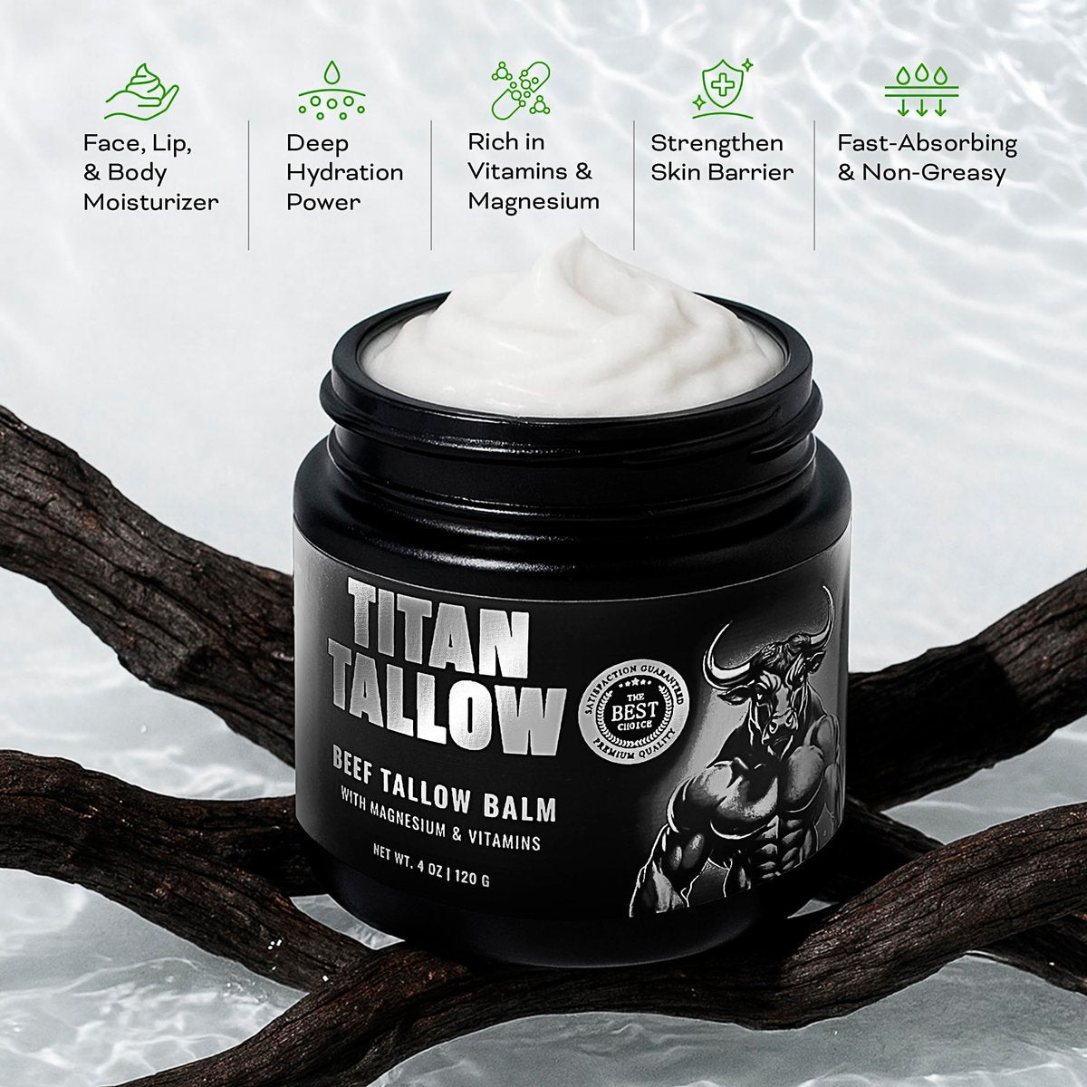 Organic Grass-Fed Beef Tallow Balm with Magnesium & Manuka Honey – Moisturizing Face & Body Cream for Sleep, Leg Cramps & Muscle Relaxation Avelisse