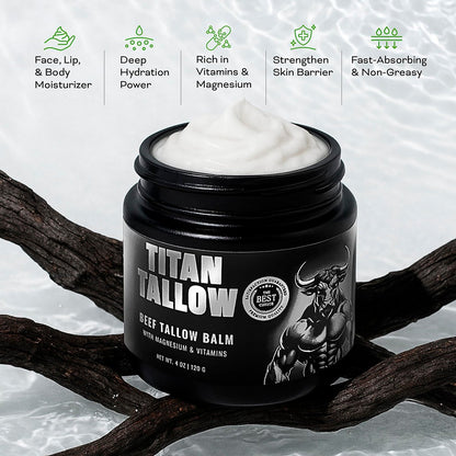 Organic Grass-Fed Beef Tallow Balm with Magnesium & Manuka Honey – Moisturizing Face & Body Cream for Sleep, Leg Cramps & Muscle Relaxation Avelisse
