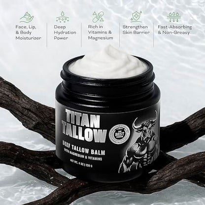 Organic Grass-Fed Beef Tallow Balm with Magnesium & Manuka Honey – Moisturizing Face & Body Cream for Sleep, Leg Cramps & Muscle Relaxation Avelisse
