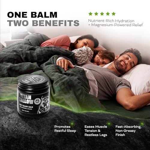 Organic Grass-Fed Beef Tallow Balm with Magnesium & Manuka Honey – Moisturizing Face & Body Cream for Sleep, Leg Cramps & Muscle Relaxation Avelisse