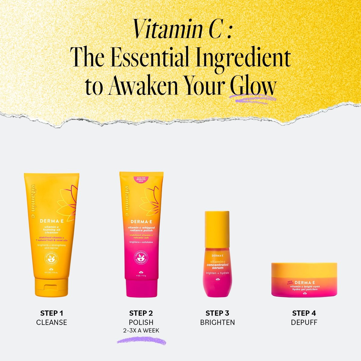 DERMA E Vitamin C Whipped Radiance Polish Face Exfoliator, 4 oz - Brightening & Gentle Dual-Action Exfoliator Avelisse