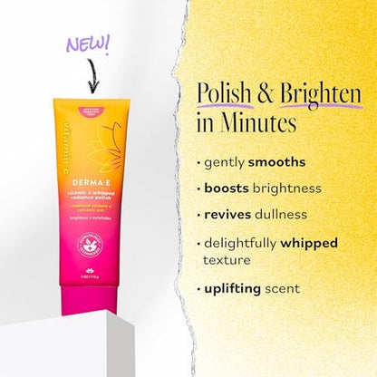 DERMA E Vitamin C Whipped Radiance Polish Face Exfoliator, 4 oz - Brightening & Gentle Dual-Action Exfoliator Avelisse