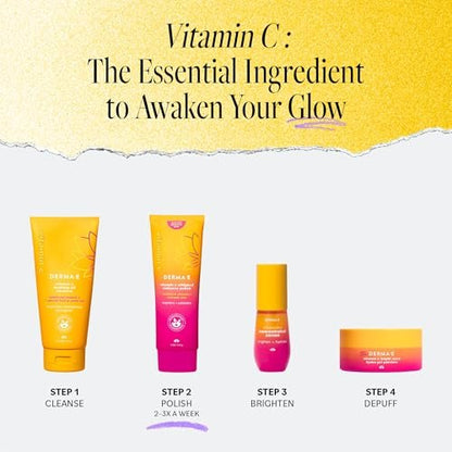 DERMA E Vitamin C Whipped Radiance Polish Face Exfoliator, 4 oz - Brightening & Gentle Dual-Action Exfoliator Avelisse