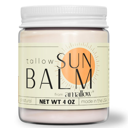 Amallow Tallow Sun Balm with Zinc Oxide - Tinted Mineral Sun Balm with Cocoa Powder - Natural, Non-Nano Zinc Oxide, Organic Oils - No White Cast - Handcrafted in the USA - 4 oz Avelisse
