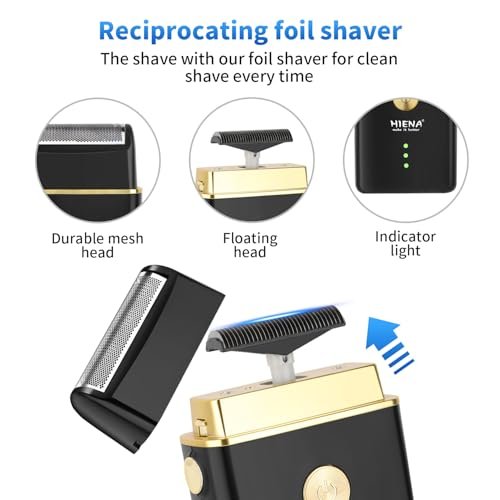 HIENA PRO Professional Hair Clippers for Men - Cordless Hair Clipper & Trimmer LED Haircut Set with Foil Shaver, Nose Trimmer, Rechargeable Clippers Avelisse