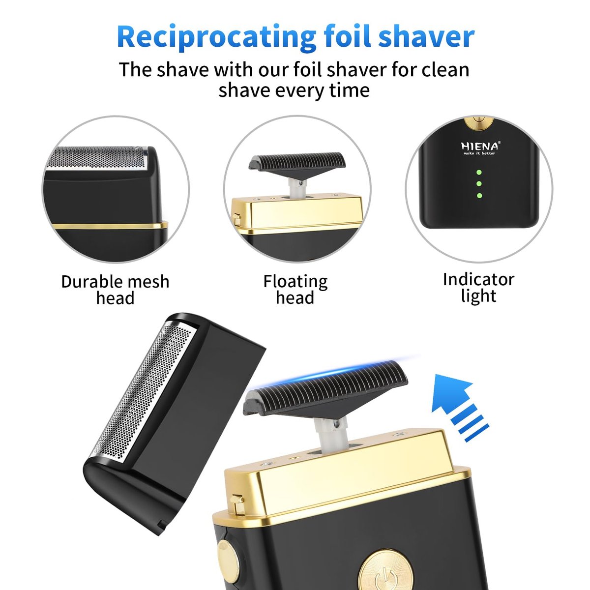 HIENA PRO Professional Hair Clippers for Men - Cordless Hair Clipper & Trimmer LED Haircut Set with Foil Shaver, Nose Trimmer, Rechargeable Clippers Avelisse