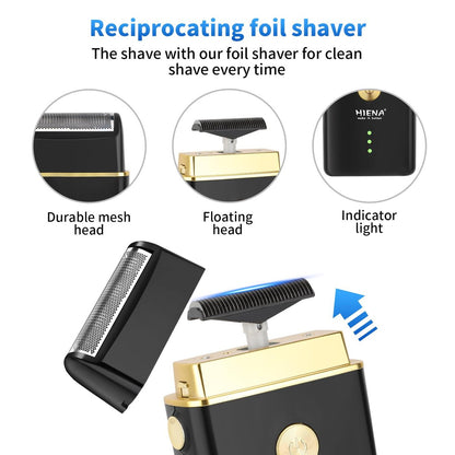 HIENA PRO Professional Hair Clippers for Men - Cordless Hair Clipper & Trimmer LED Haircut Set with Foil Shaver, Nose Trimmer, Rechargeable Clippers Avelisse