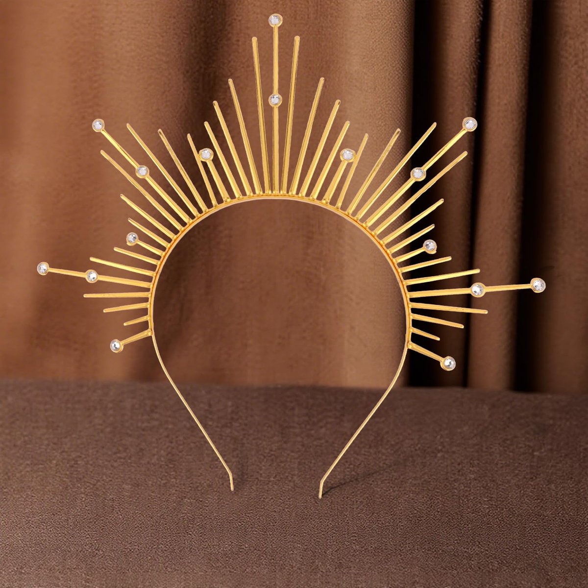 Atoden Halo Headband – Gold Metal Mary Grace Crown, Greek Goddess Sunburst Headpiece for Halloween Costume & Party Favors Avelisse