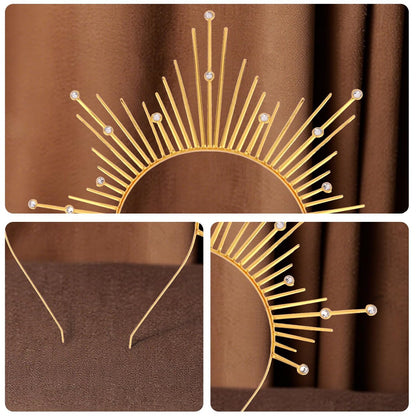 Atoden Halo Headband – Gold Metal Mary Grace Crown, Greek Goddess Sunburst Headpiece for Halloween Costume & Party Favors Avelisse