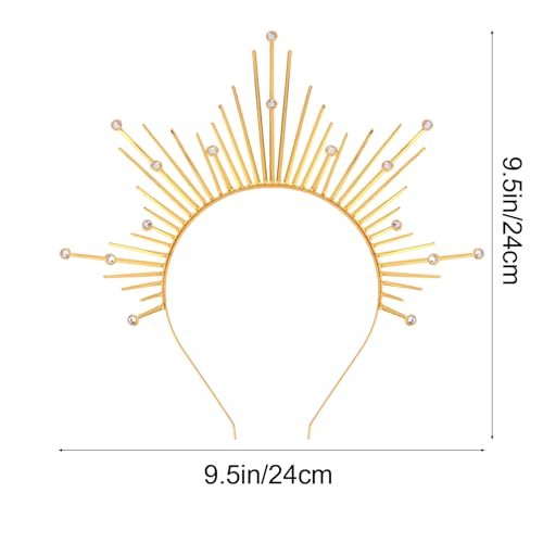 Atoden Halo Headband – Gold Metal Mary Grace Crown, Greek Goddess Sunburst Headpiece for Halloween Costume & Party Favors Avelisse