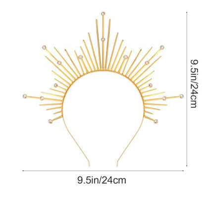 Atoden Halo Headband – Gold Metal Mary Grace Crown, Greek Goddess Sunburst Headpiece for Halloween Costume & Party Favors Avelisse