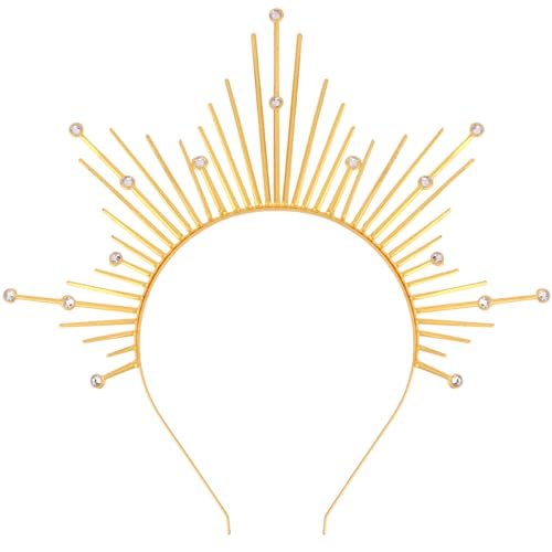 Atoden Halo Headband – Gold Metal Mary Grace Crown, Greek Goddess Sunburst Headpiece for Halloween Costume & Party Favors Avelisse