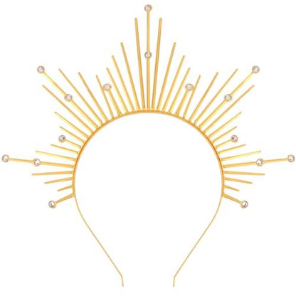 Atoden Halo Headband – Gold Metal Mary Grace Crown, Greek Goddess Sunburst Headpiece for Halloween Costume & Party Favors Avelisse