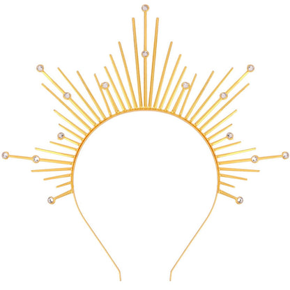 Atoden Halo Headband – Gold Metal Mary Grace Crown, Greek Goddess Sunburst Headpiece for Halloween Costume & Party Favors Avelisse