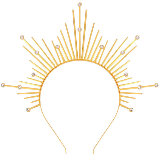 Atoden Halo Headband – Gold Metal Mary Grace Crown, Greek Goddess Sunburst Headpiece for Halloween Costume & Party Favors Avelisse