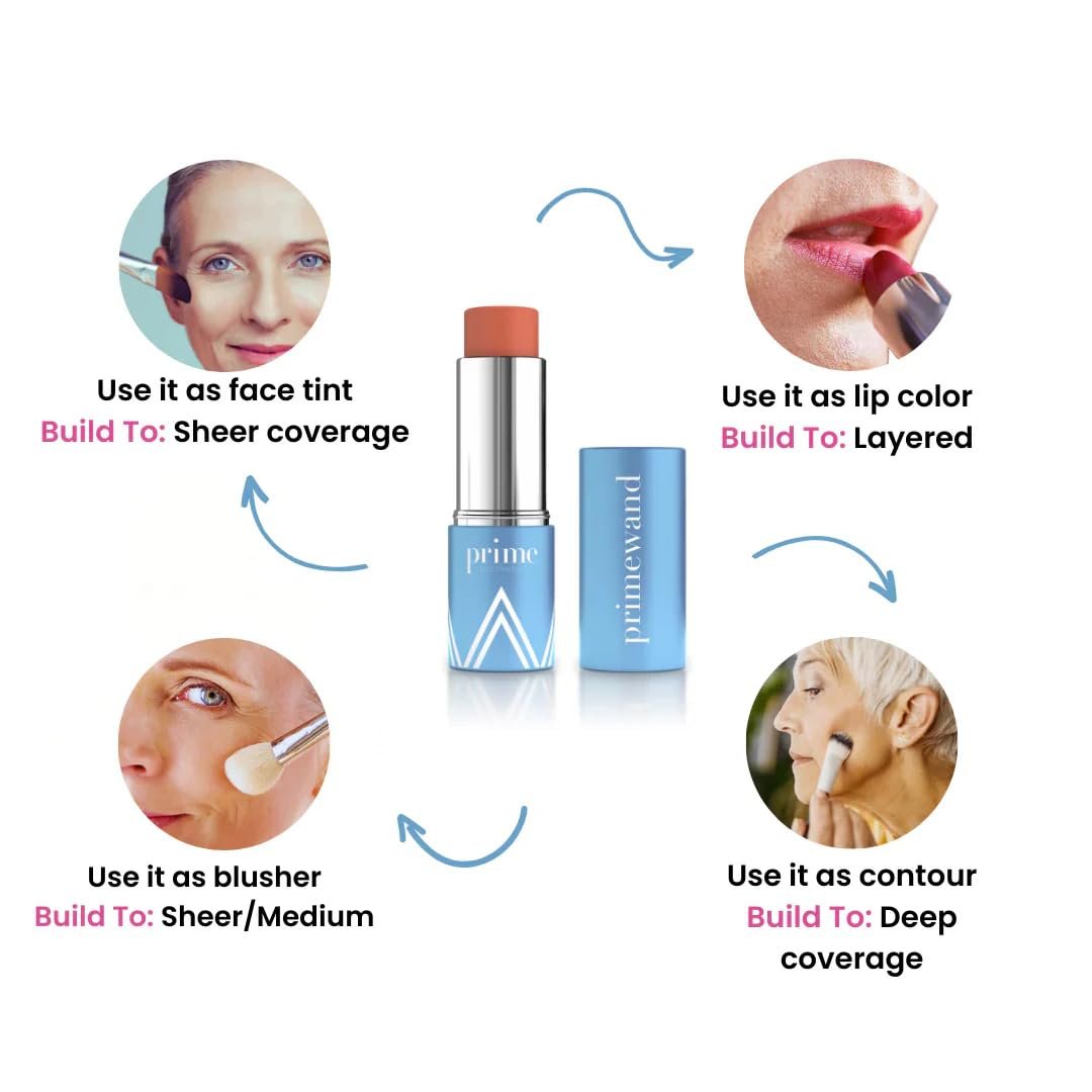 Prime Prometics PrimeWand Nude – All-in-One Lip, Cheek & Glow Stick for Mature Women – Sheer Rosy Tint with Shea Butter & Camellia Oil – Moisturizing, Buildable, and Skin-Enhancing Avelisse