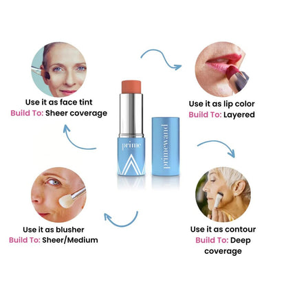 Prime Prometics PrimeWand Nude – All-in-One Lip, Cheek & Glow Stick for Mature Women – Sheer Rosy Tint with Shea Butter & Camellia Oil – Moisturizing, Buildable, and Skin-Enhancing Avelisse