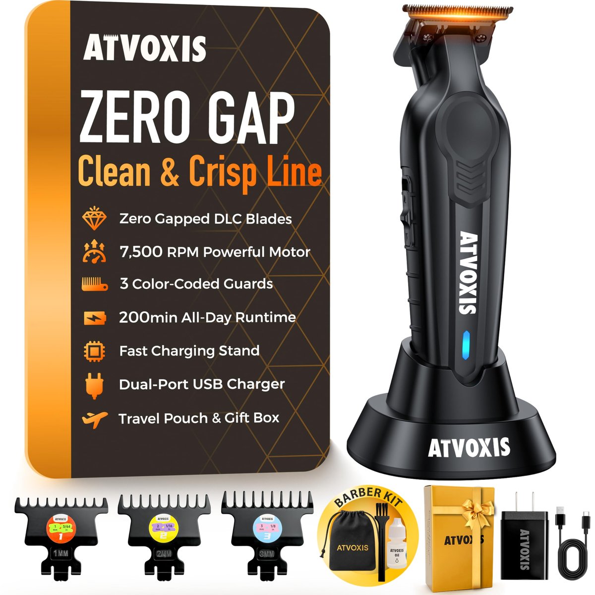 ATVOXIS Hair Trimmer for Men - Zero Gapped T Blade Clippers & Edgers for Precise Line Ups Avelisse
