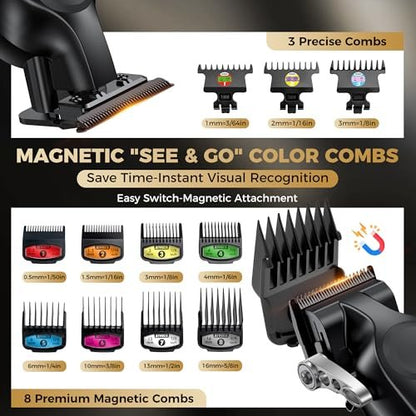 ATVOXIS Professional Cordless Hair Clippers for Men - Carbon Steel Blades, Barber Clippers and Trimmers Set, Hair Cutting Kit (Black) Avelisse