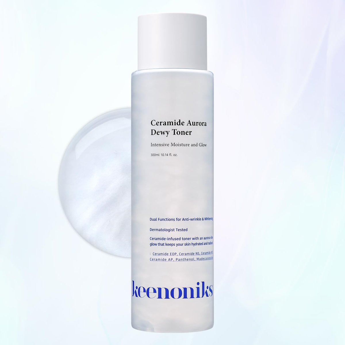keenoniks Ceramide Aurora Dewy Toner – Deeply Hydrating & Barrier-Repair Toner for Radiant, Healthy Skin - Korean Skincare for Sensitive Skin - 300ml (10.14 fl oz) - görsel 1