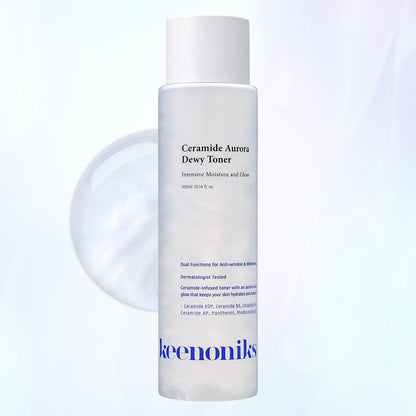 keenoniks Ceramide Aurora Dewy Toner – Deeply Hydrating & Barrier-Repair Toner for Radiant, Healthy Skin - Korean Skincare for Sensitive Skin - 300ml (10.14 fl oz)