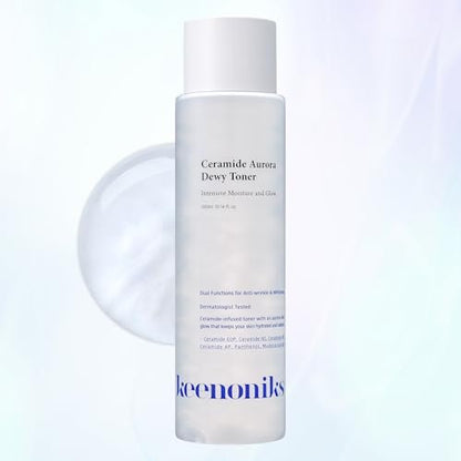 keenoniks Ceramide Aurora Dewy Toner – Deeply Hydrating & Barrier-Repair Toner for Radiant, Healthy Skin - Korean Skincare for Sensitive Skin - 300ml (10.14 fl oz)