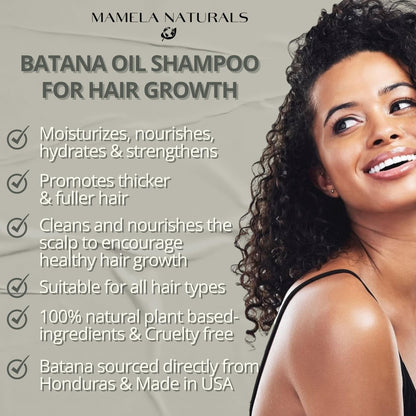 Batana Oil for Hair Growth Shampoo with Rosemary – Sulfate & Paraben Free, Nourishing Shampoo for Thinning Hair – 8 fl oz, All Hair Types