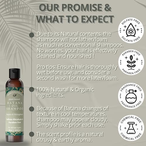 Batana Oil for Hair Growth Shampoo with Rosemary – Sulfate & Paraben Free, Nourishing Shampoo for Thinning Hair – 8 fl oz, All Hair Types - görsel 8