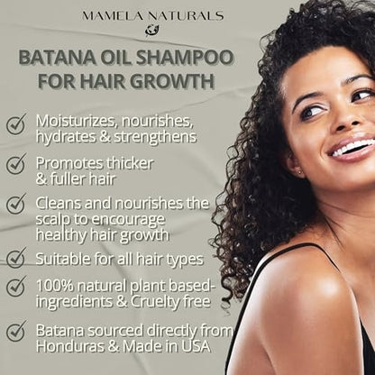Batana Oil for Hair Growth Shampoo with Rosemary – Sulfate & Paraben Free, Nourishing Shampoo for Thinning Hair – 8 fl oz, All Hair Types