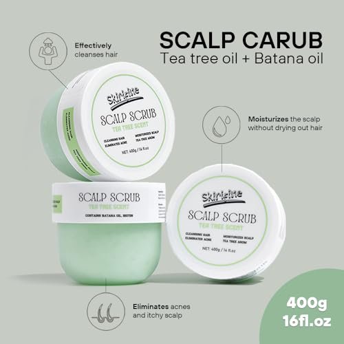 Skirifine Tea Tree Scalp Scrub - Exfoliating & Moisturizing Treatment for Dry, Flaky Scalp - 400g (14 fl.oz) Deep Cleansing Hair Scrub with Natural Exfoliants & Nourishing Oils - görsel 4