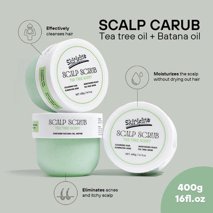 Skirifine Tea Tree Scalp Scrub - Exfoliating & Moisturizing Treatment for Dry, Flaky Scalp - 400g (14 fl.oz) Deep Cleansing Hair Scrub with Natural Exfoliants & Nourishing Oils