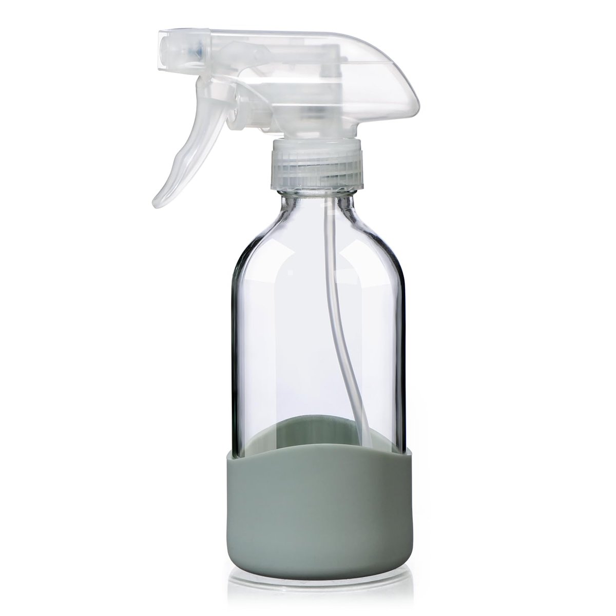 OCMML 8oz Clear Glass Spray Bottle with Silicone Sleeve – Refillable, Leakproof, Adjustable Nozzle for Cleaning Solutions, Hair, Plants & Essential Oils (1 Pack) - görsel 1