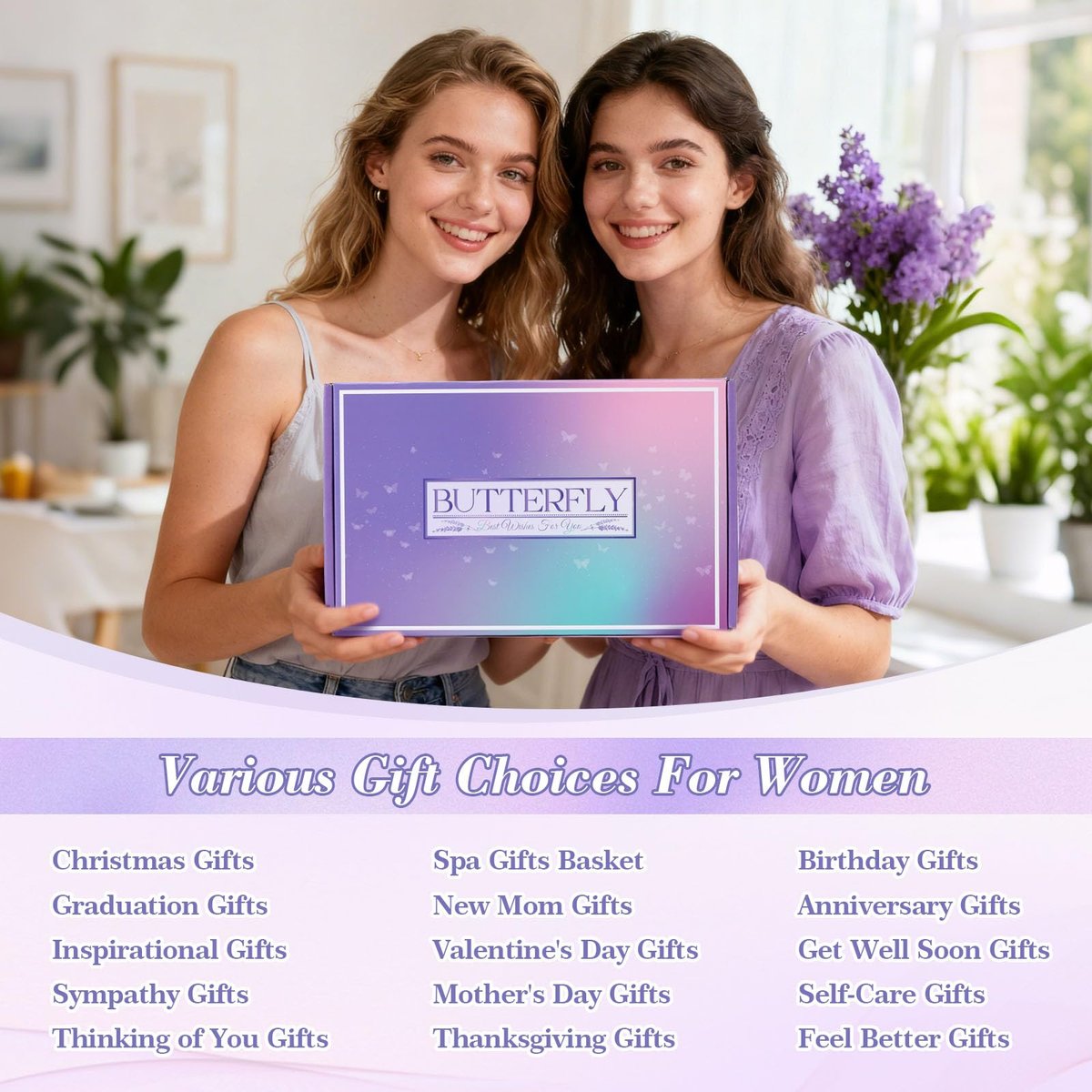 Lavender Self Care Gift Basket for Mom - Relaxing Spa Care Package with Soy Wax Candle Avelisse
