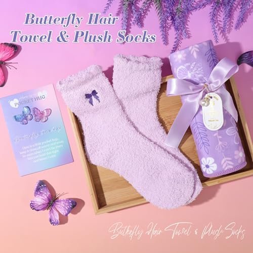Lavender Self Care Gift Basket for Mom - Relaxing Spa Care Package with Soy Wax Candle Avelisse