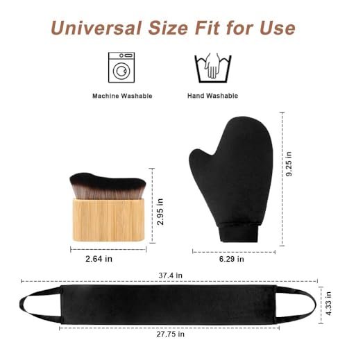 EVYTTA 3-in-1 Self Tanning Mitts Set | Self Tanner Mitt & Back Applicator Brush for Streak-Free Tan Avelisse