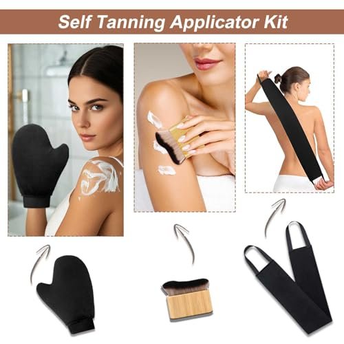 EVYTTA 3-in-1 Self Tanning Mitts Set | Self Tanner Mitt & Back Applicator Brush for Streak-Free Tan Avelisse