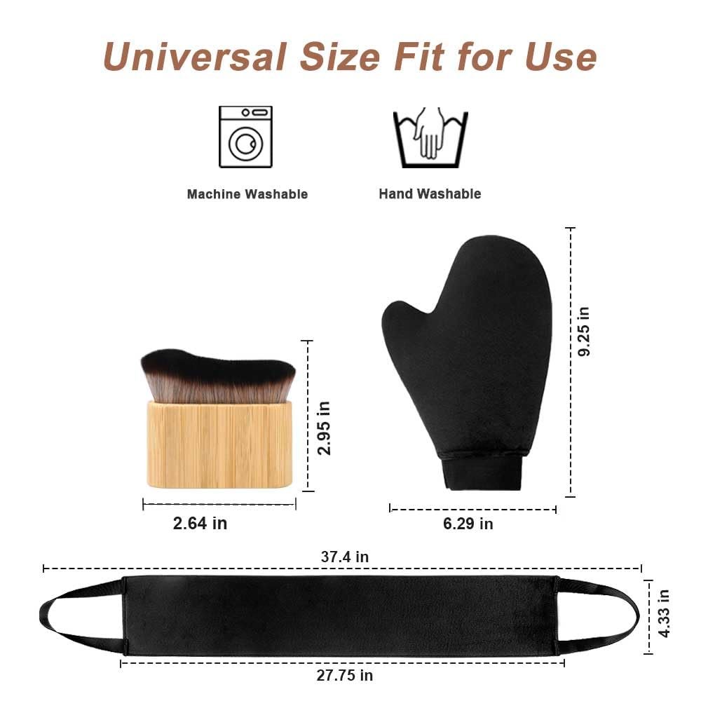EVYTTA 3-in-1 Self Tanning Mitts Set | Self Tanner Mitt & Back Applicator Brush for Streak-Free Tan Avelisse