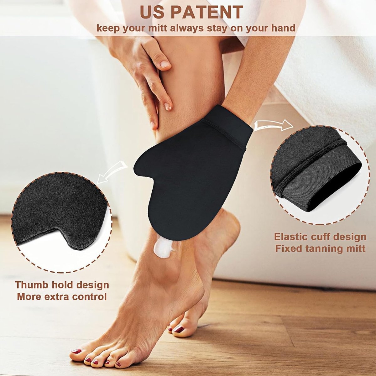 EVYTTA 3-in-1 Self Tanning Mitts Set | Self Tanner Mitt & Back Applicator Brush for Streak-Free Tan Avelisse