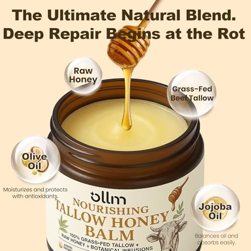 OLLM Beef Tallow for Skin: Grass Fed Tallow and Honey Balm with Raw Honey and Beeswax – Tallow Face Moisturizer for All Skin Types, Safe for Babies and Moms, Light Scent - görsel 6