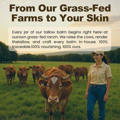 OLLM Beef Tallow for Skin: Grass Fed Tallow and Honey Balm with Raw Honey and Beeswax – Tallow Face Moisturizer for All Skin Types, Safe for Babies and Moms, Light Scent