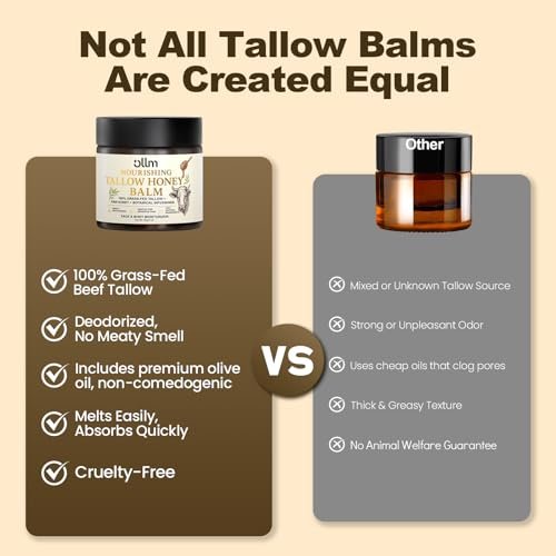 OLLM Beef Tallow for Skin: Grass Fed Tallow and Honey Balm with Raw Honey and Beeswax – Tallow Face Moisturizer for All Skin Types, Safe for Babies and Moms, Light Scent - görsel 12