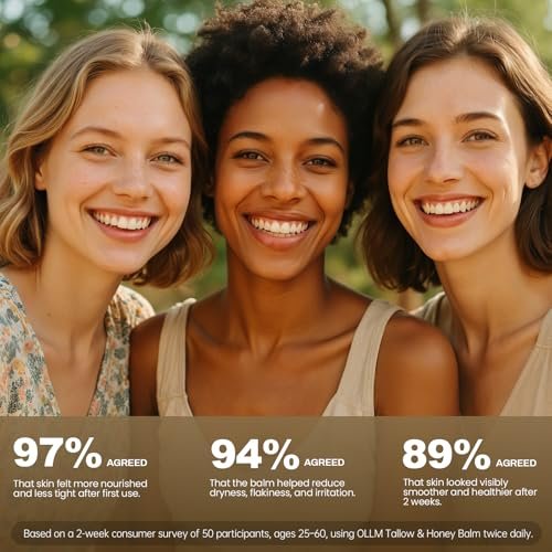 OLLM Beef Tallow for Skin: Grass Fed Tallow and Honey Balm with Raw Honey and Beeswax – Tallow Face Moisturizer for All Skin Types, Safe for Babies and Moms, Light Scent - görsel 10