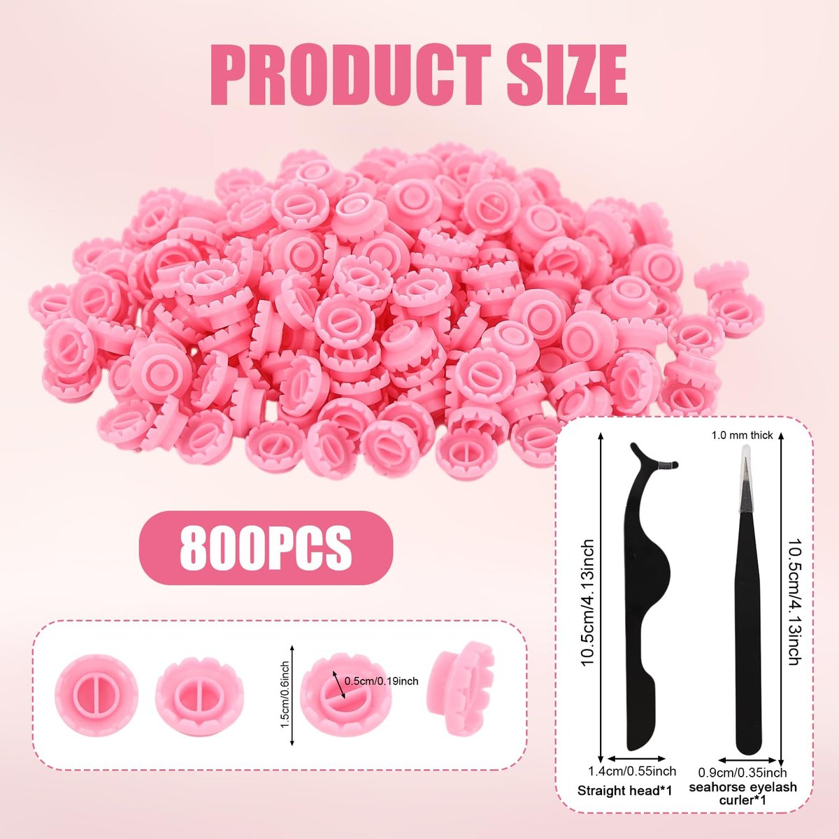 800 Pcs Disposable Glue Rings Cup for Eyelash Extensions with 2 Tweezers - Pink Lash Volume Glue Holder by Mzario - görsel 3