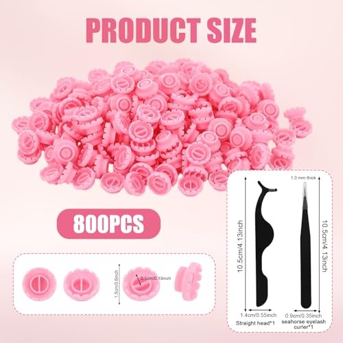 800 Pcs Disposable Glue Rings Cup for Eyelash Extensions with 2 Tweezers - Pink Lash Volume Glue Holder by Mzario - görsel 4
