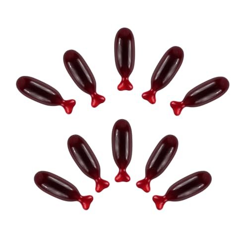 GloomGlo 10Pcs Fake Blood Capsules - Horror Vampire Pill Joke Toys for Halloween Fancy Dress Party Favors - görsel 2